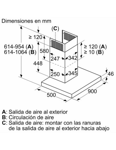 CAMPANA DECORATIVA BALAY DE PARED BOX 90 CM ACERO INOXIDABLE
