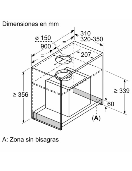 CAMPANA DECORATIVA BALAY INTEGRADA DE 90 CM CRISTAL