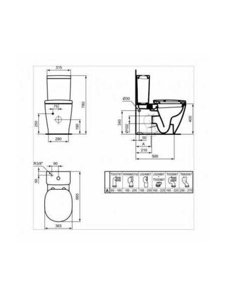 WC IDEAL STANDAR MODELO CONNECT ADOSADO A PARED