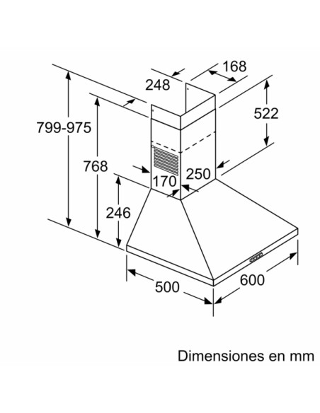 CAMPANA DECORATIVA BALAY DE PARED PIRAMIDAL DE 60 CM ACERO INOXIDABLE