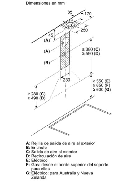 CAMPANA DECORATIVA BALAY DE PARED PIRAMIDAL 90 CM BLANCO