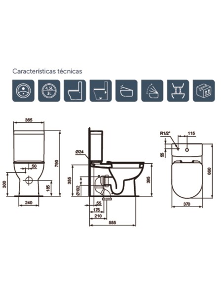 WC IDEAL STANDARD MODELO EUROVIT ADOSADO A PARED