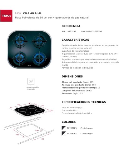 COCINA TEKA CG.1 4G AI AL NATURAL INOX