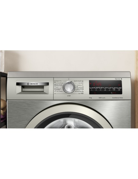 SERIE 6 LAVADORA BOSCH DE CARGA FRONTAL 9 KG 1200 R.P.M. ACERO INOXIDABLE