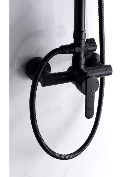 COLUMNA DE DUCHA IMEX MODELO ROMA MONO MANDO NEGRO MATE