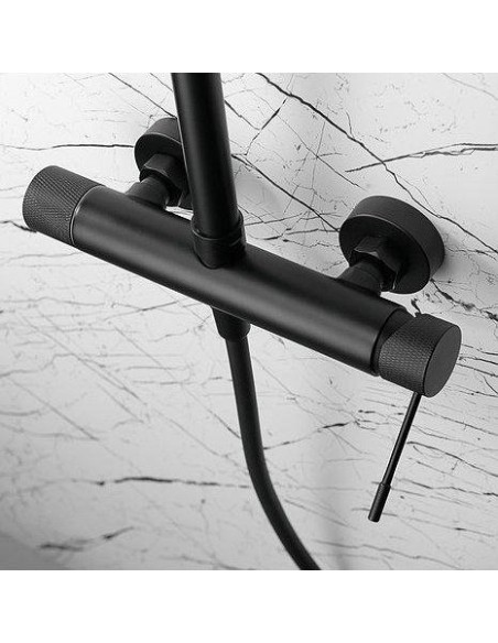 COLUMNA DE DUCHA IMEX MODELO LINE NEGRO MATE MONOMANDO