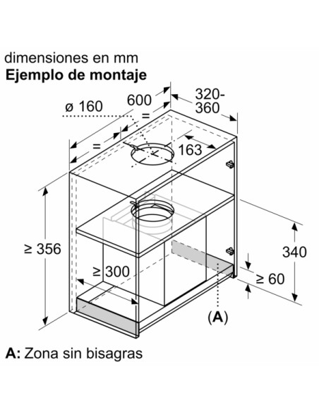 SERIE 6 CAMPANA DECORATIVA BOSCH INTEGRADA 60 CM CRISTAL NEGRO
