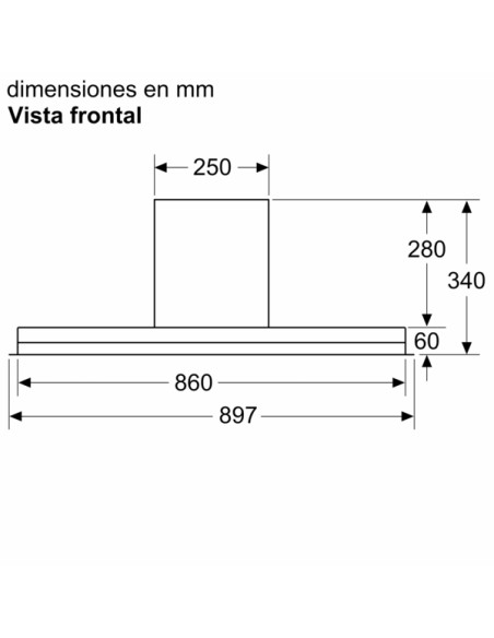 SERIE 6, CAMPANA DECORATIVA BOSCH INTEGRADA  DE 90 CM CRISTAL NEGRO
