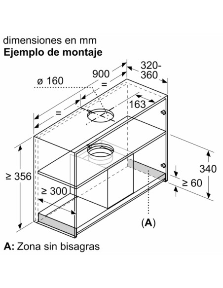 SERIE 6, CAMPANA DECORATIVA BOSCH INTEGRADA  DE 90 CM CRISTAL NEGRO