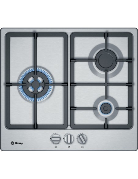 PLACA 3 FGOS. A GAS 60cm EN ACERO DE BALAY