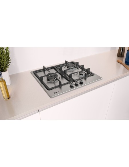 PLACA 3 FGOS. A GAS 60cm EN ACERO DE BALAY