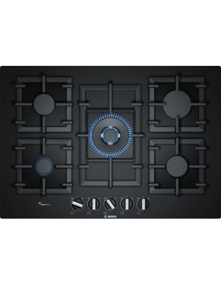 PLACA DE 5 FGOS. A GAS DE VIDRIO TEMPLADO EN NEGRO