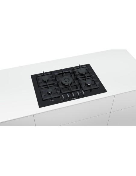 PLACA DE 5 FGOS. A GAS DE VIDRIO TEMPLADO EN NEGRO
