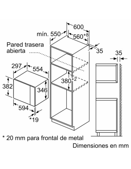 MICROONDAS BALAY INTEGRABLE CRISTAL NEGRO - ACERO INOXIDABLE