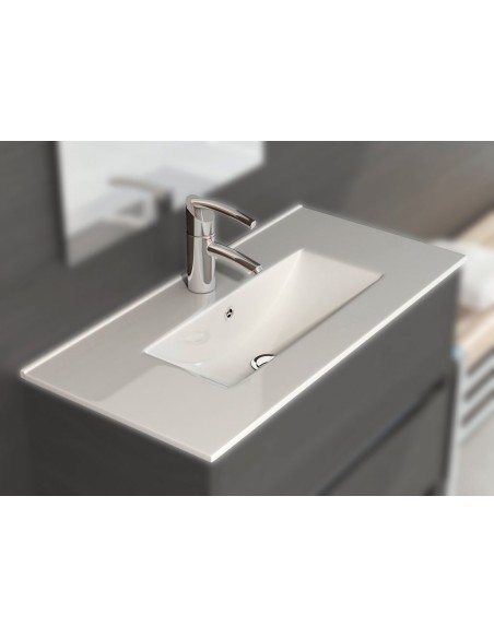 COMPOSICION MUEBLE DE BAÑO BRISEIS ROBLE/NEGRO 3 CAJONES