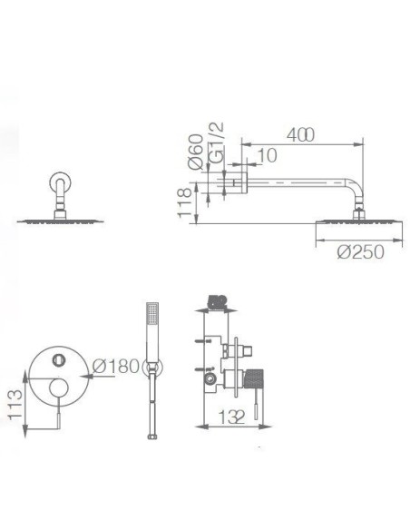 CONJUNTO DE DUCHA EMPOTRADO MONOMANDO MODELO LINE DE IMEX CROMO