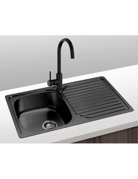 FREGADOR DE UN SENO EN NEGRO INOX MODELO VIENA