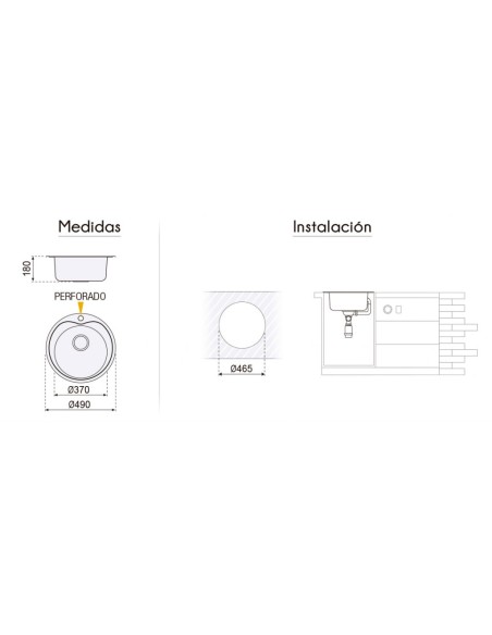 FREGADOR NEGRO INOX. MODELO ESTAMBUL
