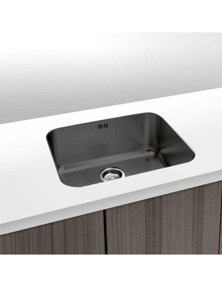 FREGADOR DE UN SENO EN COLOR NEGRO SERIE ROMA