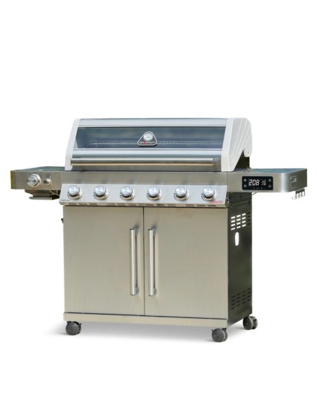 BARBACOA HÍBRIDA DE 6 QUEMADORES EN ACERO INOXIDABLE