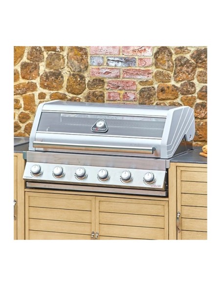 BARBACOA HIBRIDA ENCASTRABLE DE 6 QUEMADORES EN ACERO INOX.