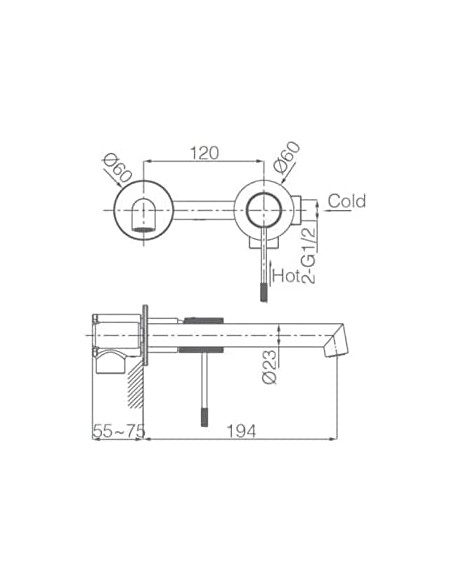 GRIFO DE LAVABO EMPOTRADO MONOMANDO CROMADO MODELO LINE DE IMEX