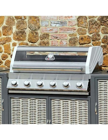 BARBACOA HIBRIDA ENCASTRABLE DE 6 QUEMADORES EN ACERO INOX.