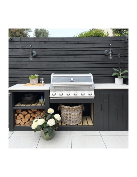 BARBACOA HIBRIDA ENCASTRABLE DE 6 QUEMADORES EN ACERO INOX.