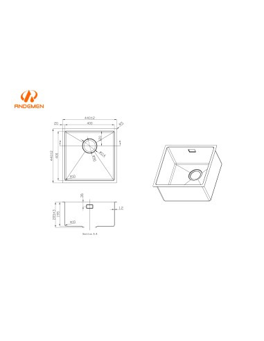 FREGADERO 440X440mm modelo PIRITA... FREGADERO 440X440mm modelo PIRITA...
